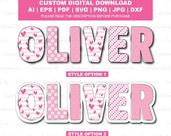 Personalized Valentine Sticker SVG | Kids Monogrammed Valentine PNG | Customizable Name PNG | Youth Valentine Name Design | Cricut Valentine