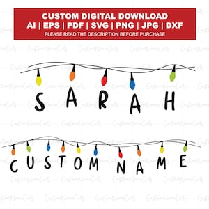 Anpassade alfabetsljus Stranger Things SVG | Anpassad julsvg | Anpassad Strange Things Svg | Personliga alfabetsljus