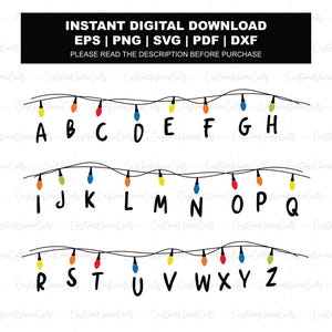 Alfabetsljus Stranger Things SVG | Julsvg | Strange Things Svg | Alfabetsljus | Stranger Wall Alfabet Svg Png Jpg Dxf