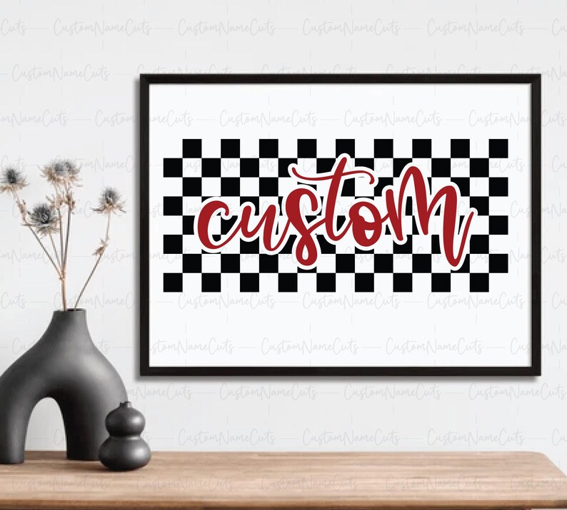 Custom Checkered Name SVG | Retro Racing Font PNG | Checkered Word SVG ...