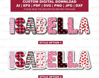 Personalized Valentine Name SVG | Custom Valentine Sublimation Design | Custom Name Valentine PNG Shirt | Kids Monogrammed Valentine PNG