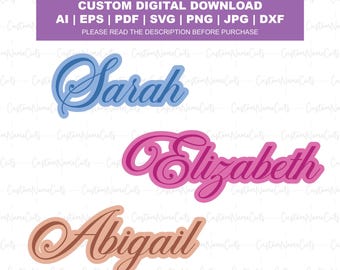 Benutzerdefinierter Name SVG PNG | Personalisierte Name SVG | Cricut & Silhouette Schnittdateien | Personalisierte Kinder Name Kalligraphie Design