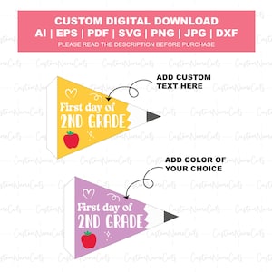 Custom Back To School Flag | Preschool Prek Kindergarten Grade | First Day Of School Pennants Printable | Last Day of School Pennants Flag