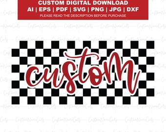 Custom Checkered Name SVG | Retro Racing Font PNG | Checkered Word SVG | Personalized Race Flag Design | Custom Retro Text Cricut File