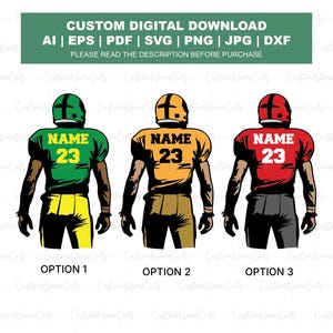 Custom Football Player SVG PNG | Personalized Football Name SVG | Custom Football Player Svg | Personalized Name and Number Football Png