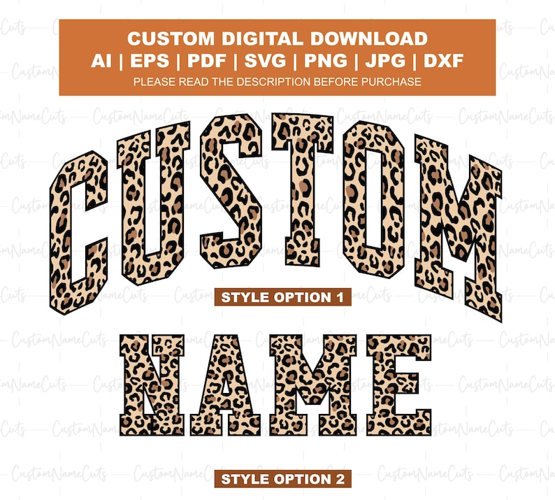 Custom Leopard Print Text PNG | Personalized Leopard Name Sublimation ...