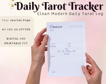 Dagelijkse tarot-tracker, leeslogboek, dagboekpagina, intuïtieve oefening (printbaar digitaal)