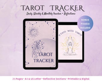 Tarottracker en planner, dagelijks wekelijks maandelijks, tarotdagboek voor duidelijkheid, intuïtie en spirituele zelfzorg (digitale download)