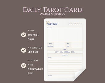 Beginner Tarot Journal | Printable Tarot Tracker for a Daily Spread Reading Log | Tarot Study Guide PDF | Digital Download