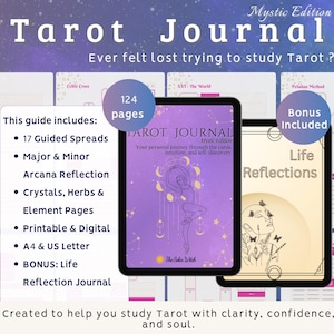 Tarot Journal – Mystic Edition | Shadow Work, Spreads and Study Guide | Printable and Fillable Workbook + Bonus PDF