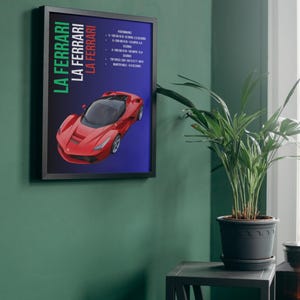 LaFerrari Poster | Ferrari Supercar Digital Download | Hypercar Wall Art | Luxury Car Print | Instant Download Gift for Car Lovers