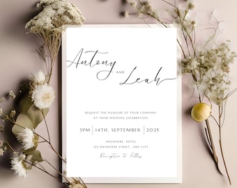 Wedding Invitation Template, Minimalist Wedding Invite Download, Minimalist Wedding Invite, Modern Wedding Invitation