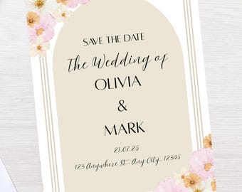 Modern Neutral Wedding Invitation | Editable Floral Canva Template