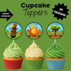 Grow A Garden Cupcake Toppers - Printable Party Picks - 36 Designs - Digital Download - Roblox Cupcake Toppers