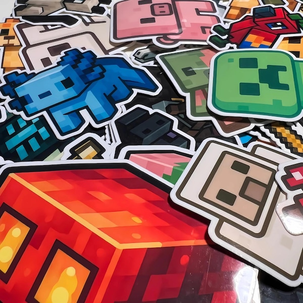 Mine Pixel Crafter Stickers - Water Resistant Vinyl Laminated Stickers