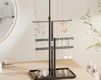 Adjustable Metal Jewelry Organizer – Necklace, Bracelet & Earring Holder