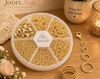 Jump Rings Kit: 1000+ Gold Open Rings, Lobster Clasps, Opener
