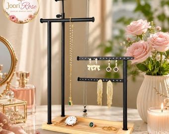 4-Tier Jewelry Stand, Adjustable Necklace and Earring Holder