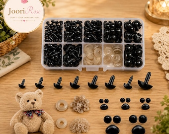 270PCS Black Safety Eyes and Noses with Washers, Amigurumi Doll Making