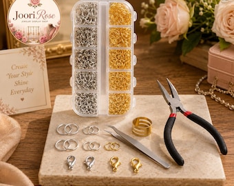 1200 Pcs Silver & Gold Jump Rings, Jewelry Making Kit with Tools