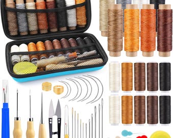 Leather Sewing Kit, Waxed Thread, Awls, Needles, Upholstery Repair