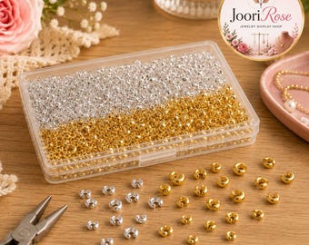 600 Gold & Silver Crimp Bead Covers, Jewelry Making Supplies (3-5mm)
