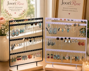 Rustic Metal & Wood Earring Organizer, Jewelry Display Stand