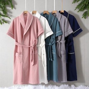 Cotton Gauze Kimono Robe Set: Lightweight Summer Loungewear