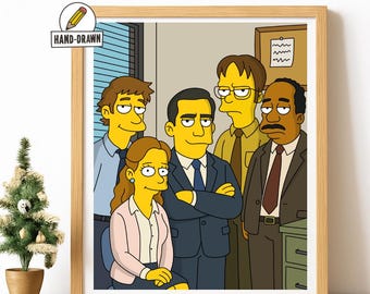 Poster giallo del cartone animato The Office • Download immediato di arte murale • Stampa divertente di un programma televisivo • Illustrazione digitale