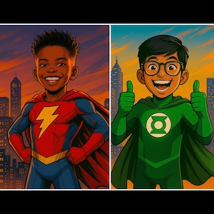 Custom Superhero Family Portrait – Comic Style Anime-Inspired Art – Personalized Family Gift – Unique Hero Illustration