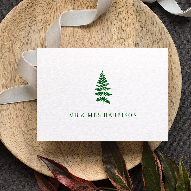 Personalised Folded Note Card /'Fern/' Personalized Name Stationery Sets Personal Family Correspondence Card Wedding Thank You Gift