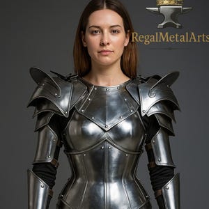 Medieval Knight Fantasy BraveLady Warrior Half Body Armor - Women&#39;s Armor Larp Lady Armor Suit - Pauldrons,gorget,corset Gift for women