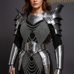 Medieval Knight Fantasy ELVEN Lady Warrior Half Body Armor -Women&#39;s Armor Larp Lady Armor Suit - Pauldrons,gorget,Waist armor Gift for women