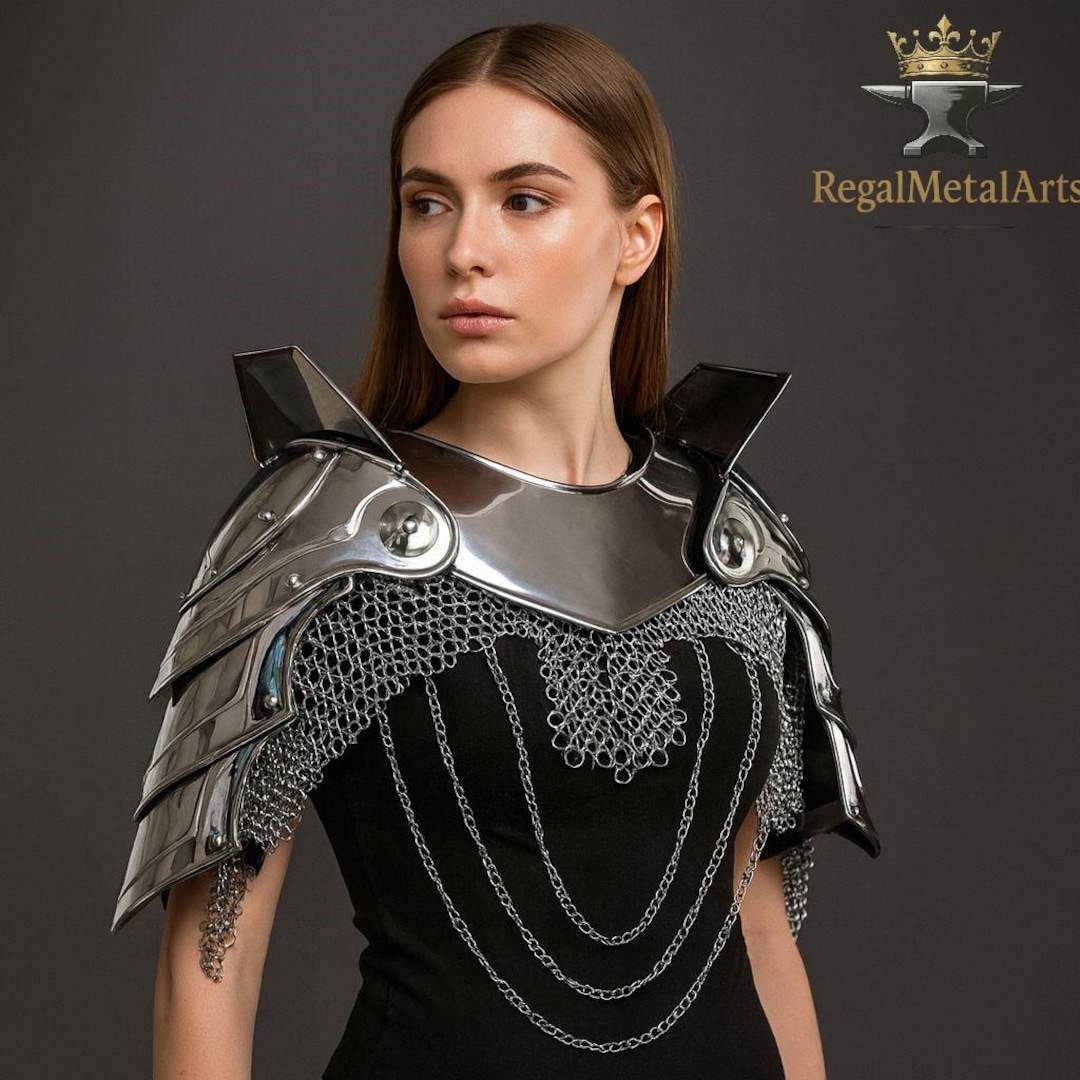 Steel Pauldrons Gorget, Chainmail, Women's LARP Armor - Etsy