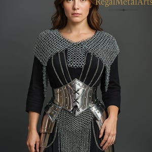 Medieval Knight Fantasy Elves Warrior Armor -Waist Armor,Chainmail Top,Chainmail Skirt,Women&#39;s Armor Larp Lady Armor Suit -, Gift for women