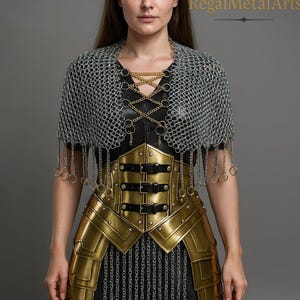 Medieval Knight Fantasy Elves Warrior Armor -Waist Armor,Chainmail Top,Chainmail Skirt,Women&#39;s Armor Larp Lady Armor Suit -, Gift for women
