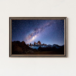 Vintergatan Patagonia-tryck – Fitz Roy Mountain Night Sky