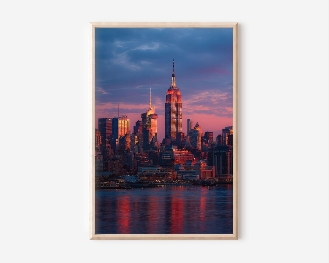 Empire State Building Sunset Print | NYC Skyline Wall Art - Etsy