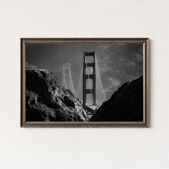 Golden Gate Bridge Photography Print • Dramatic Black and White
