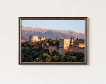 Alhambra Sunset Print, Moorish Architecture, Spanish Travel Decor