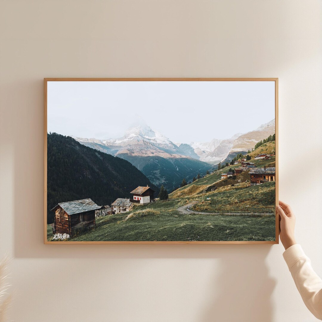 Swiss Alps Wall Art – Matterhorn Mountain Village Photography Print ...