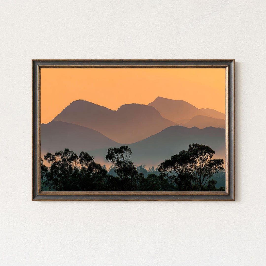 Golden Sunrise Mountain Landscape Print | Australian Nature Wall Art - Etsy