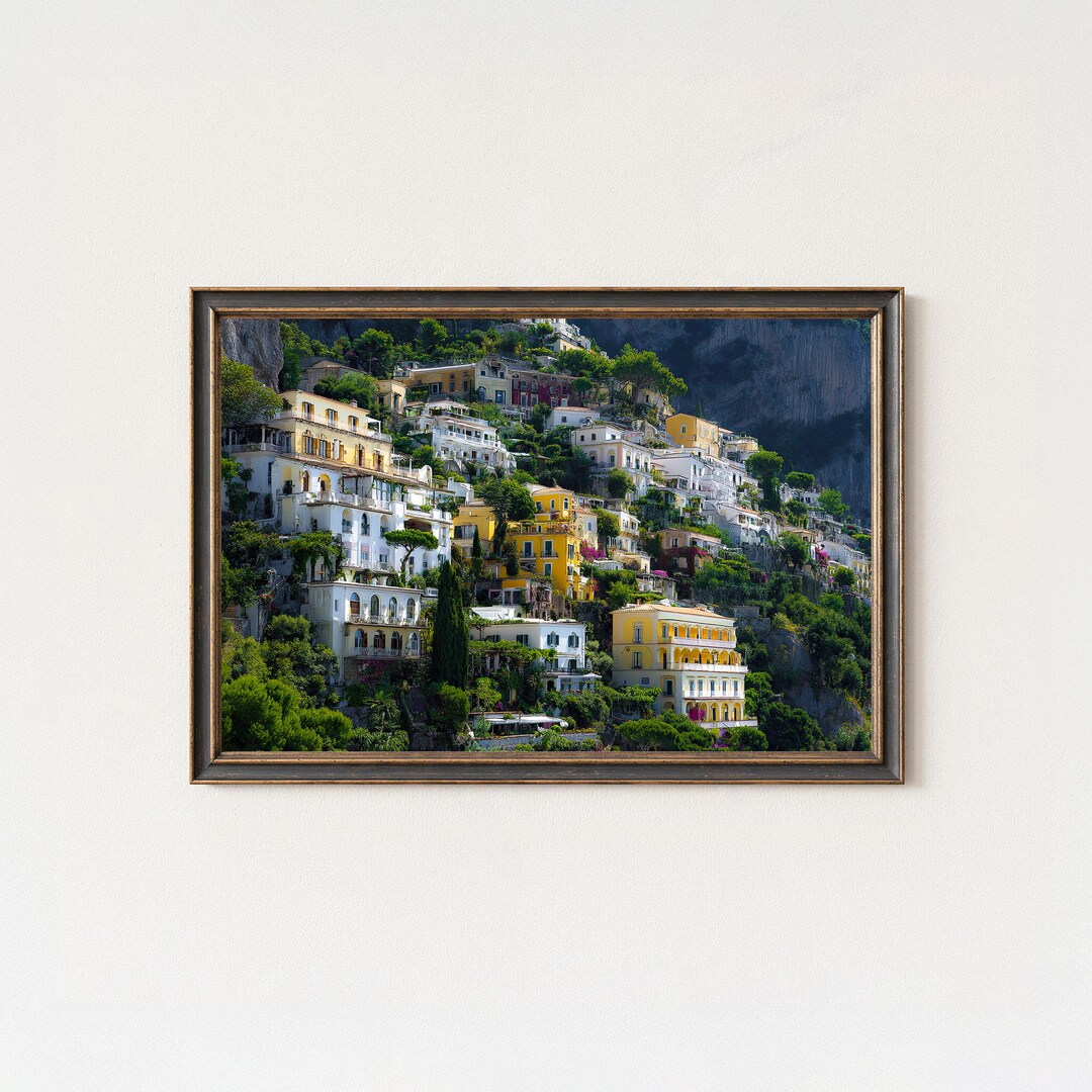 Mediterranean Cliffside Village Art Print, Coastal Houses Decor - Etsy