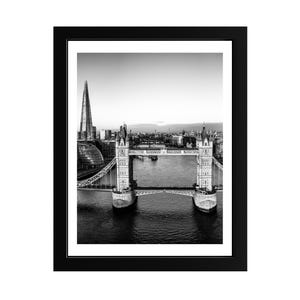 London Tower Bridge Print – Black and White London Wall Art – Monochrome Cityscape Photo – Modern UK Travel Poster