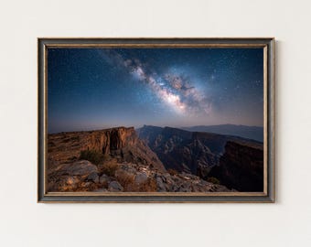 Milky Way Rising Over Grand Canyon Cliff Night Landscape Print
