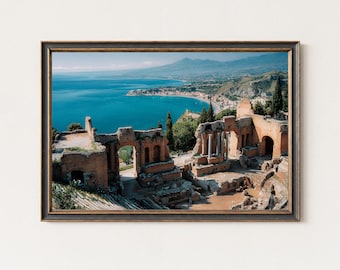 Taormina Sizilien Wand Kunst Griechisches Teatro Küste Italien Landschaft Fotografie Druck
