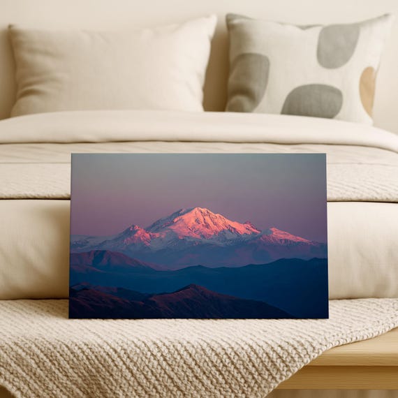 Mount Elbrus Sunrise Print Caucasus Wall Art Pink Mountain