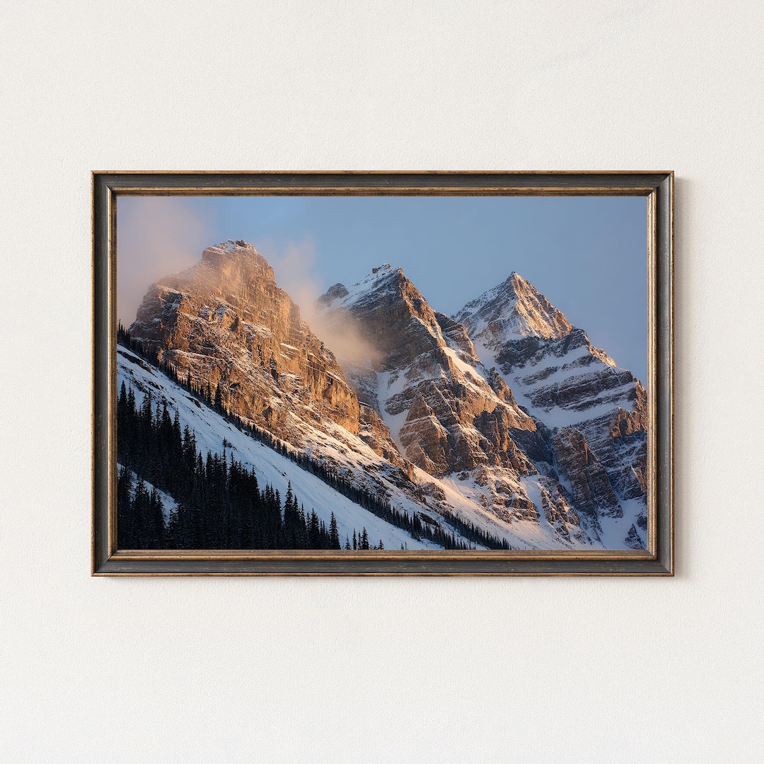 Golden Mountain Peak Print | Canadian Rockies Wall Art - Etsy