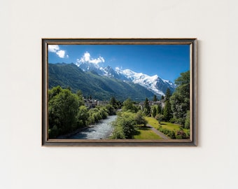 Chamonix Mont Blanc River View Landscape Print