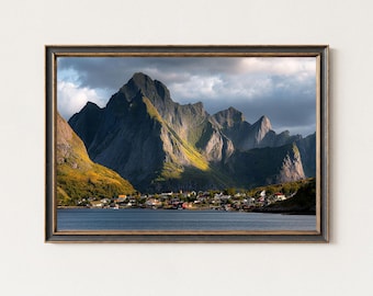 Lofoten Norway Print Reine Village Wall Art Mountain Landscape Nordic Decor